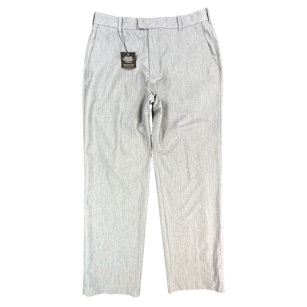Van Heusen Dress Pants Mens 32x29 Gray Polyester Rayon Stretch Flat Front Slacks